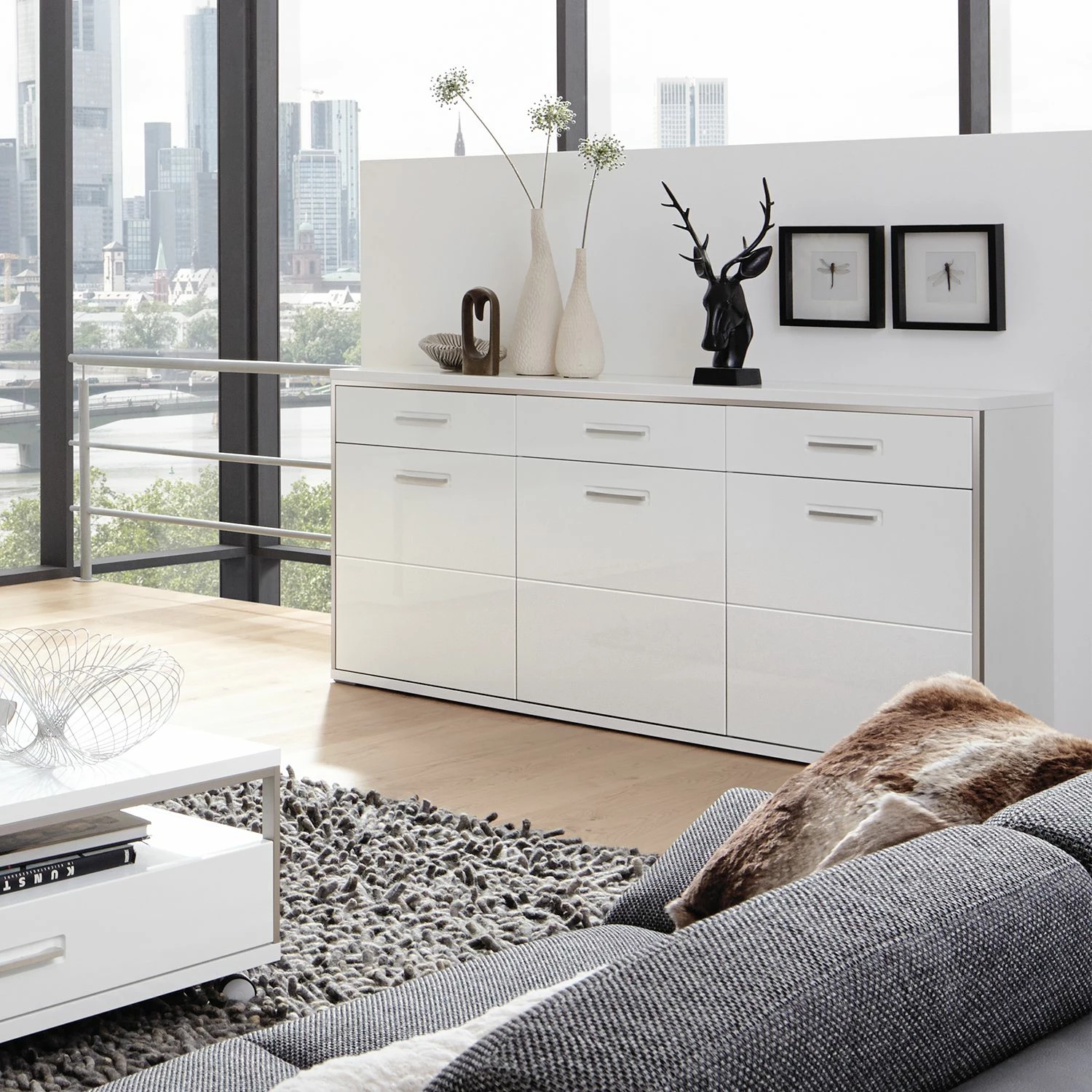 Loftscape Sideboard Arco - Hochglanz Weiß / Weiß 4 Loftscape Sideboard Arco - Hochglanz Weiß / Weiß – Bild 2