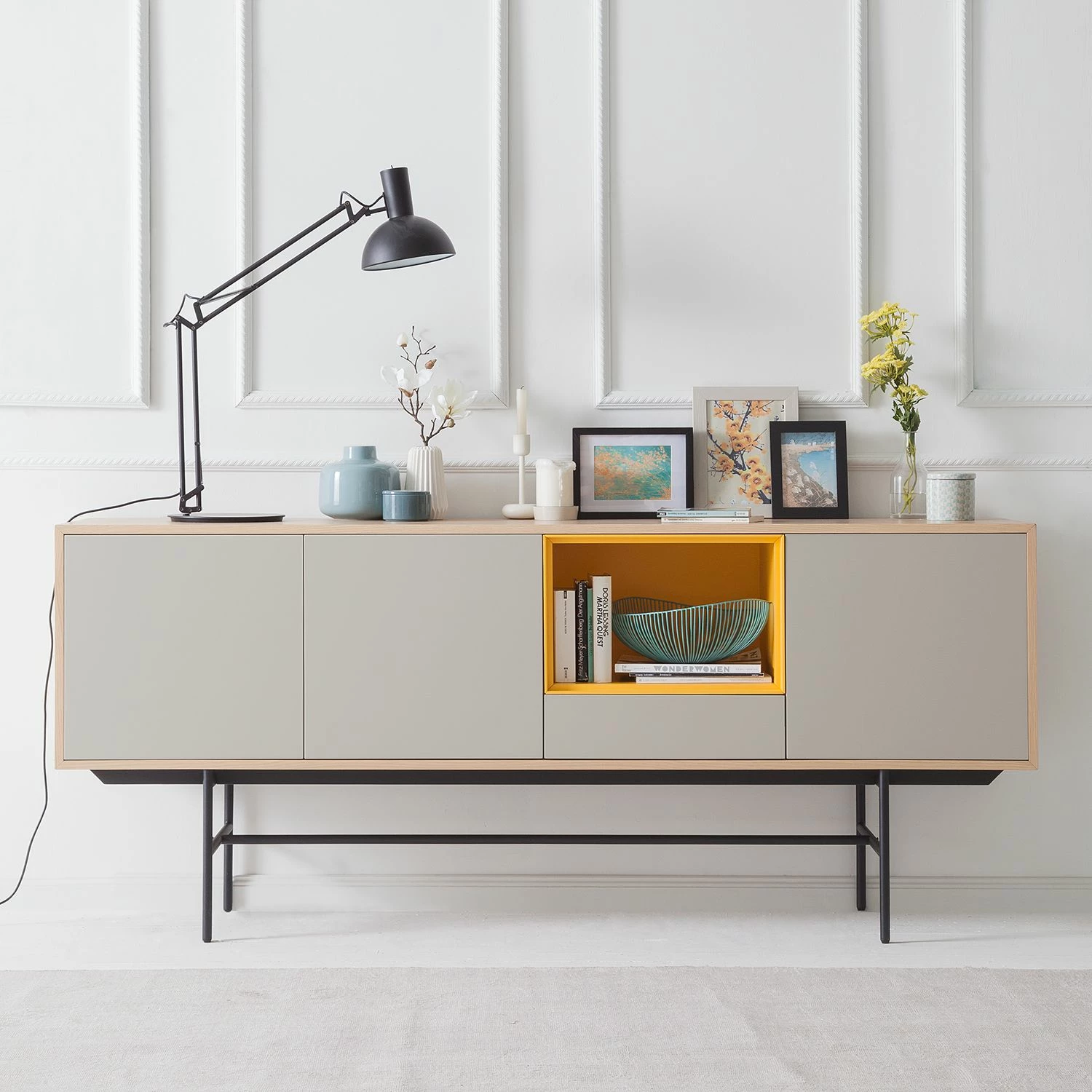 Studio Copenhagen Sideboard Caspito - Hellgrau / Eiche 4 Studio Copenhagen Sideboard Caspito - Hellgrau / Eiche – Bild 2