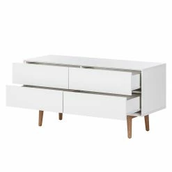 Mørteens Sideboard Lindholm V - Eiche teilmassiv - Weiß / Eiche -Möbel Verkäufe 2024 sideboard lindholm v weiss matt eiche massiv 358654