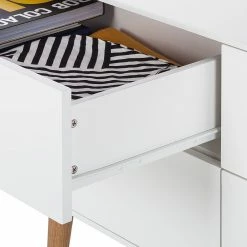 Mørteens Sideboard Lindholm V - Eiche teilmassiv - Weiß / Eiche -Möbel Verkäufe 2024 sideboard lindholm v weiss matt eiche massiv 358655