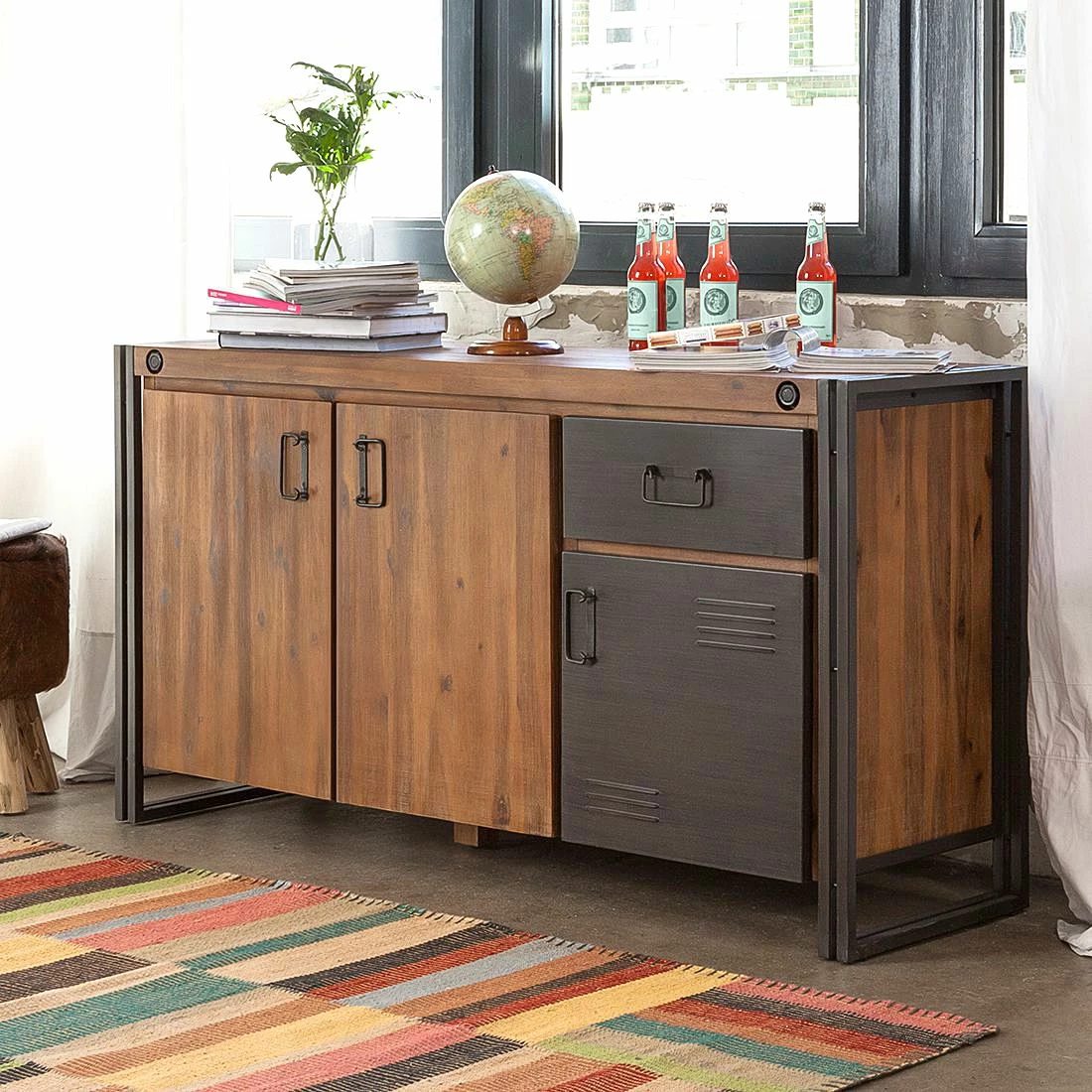 Ars manufacti Sideboard Manchester I - Akazie teilmassiv / Metall - Akazie / Anthrazit 4 Ars manufacti Sideboard Manchester I - Akazie teilmassiv / Metall - Akazie / Anthrazit – Bild 2