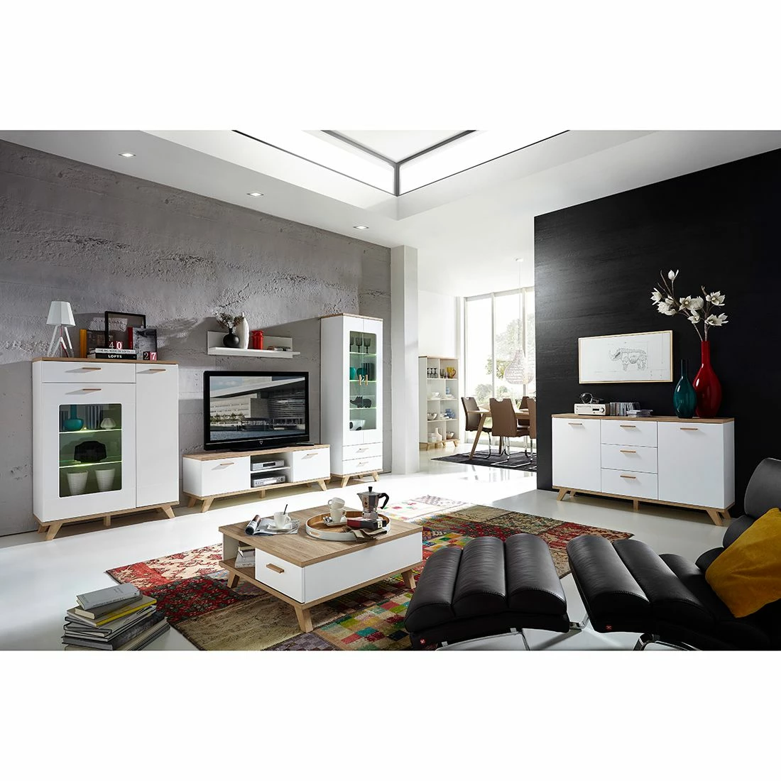 Germania Sideboard Neston I - Matt Weiß / Eiche Sanremo Dekor 6 Germania Sideboard Neston I - Matt Weiß / Eiche Sanremo Dekor – Bild 4