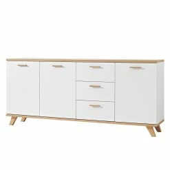 Germania Sideboard Neston II - Matt Weiß / Eiche Sanremo Dekor